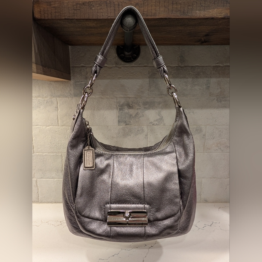 Coach Leather Hobo Shoulder Bag - EUC - Silver - 12x8x7 Inches